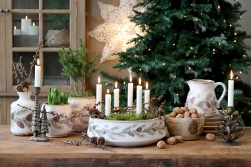Platou decorativ crem din ceramică, cu motive de ghirlande de brad, D30 cm „Garland” - Img 5