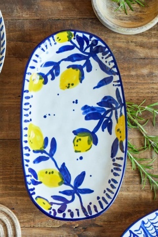 Platou din ceramica pictat manual, design mediteraneean, "Maxima" - Img 2