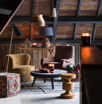 Puf multicolor, din iuta naturala si lana, Terra Sienna Kilim - Img 3