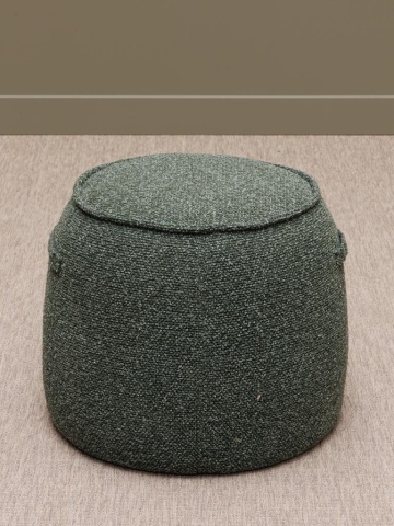 Puf rotund din stofă, verde, cu două mânere laterale, 50 x Ø 48 cm, „Mona” - Img 2