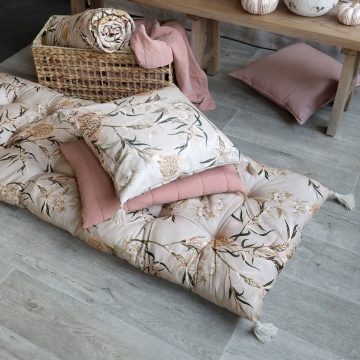 Saltea taupe, din bumbac, cu imprimeu floral, 180x70cm, Aix - Img 2