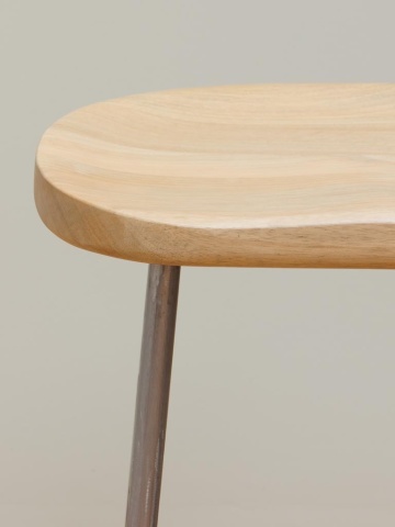 Scaun de bar din lemn de mango și metal, natur, în stil industrial, cu șezut curbat și suport pentru picioare, 76 x 42 x 37 cm, „Hinto” - Img 6