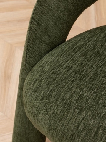Scaun din bumbac verde, formă asimetrică, cu picioare cilindrice, 73×67×62 cm, „Prato" - Img 6