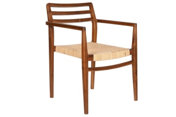 Scaun dining din lemn de tec si rattan, " Excentriq "
