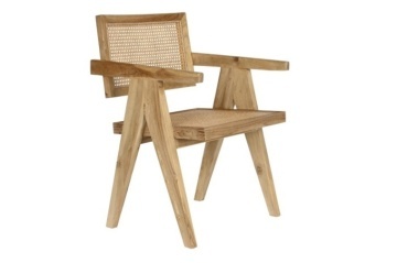 Scaun dining din lemn de tec si rattan, "Teqa"