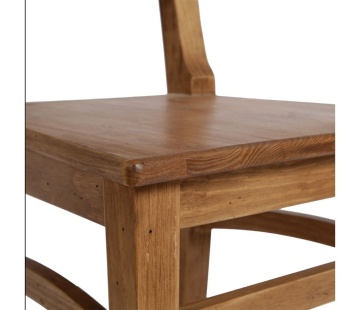 Scaun dining din lemn masiv, maro, cu spătar cu decupaj oval și traverse arcuite, finisaj antichizat, 94 x 40 x 41 cm, „Terroir” - Img 4