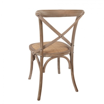 Scaun dining din lemn masiv și răchită, maro, cu spătar în X prins în șuruburi și șezut împletit, finisaj natur, 88 x 42 x 44 cm, „Odile” - Img 3