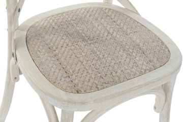 Scaun dining natur din lemn masiv de ulm cu spătar împletit din ratan, 89x50x52,5 cm, „Bastide" - Img 3