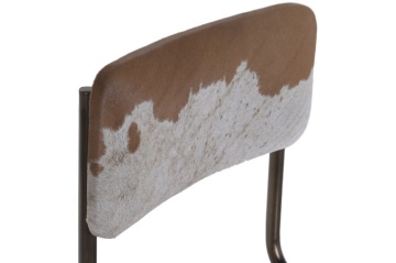 Scaun dining vintage din piele maro și metal, spătar din piele de vacă, 46 x 52 x 78 cm, „Dakota" - Img 4