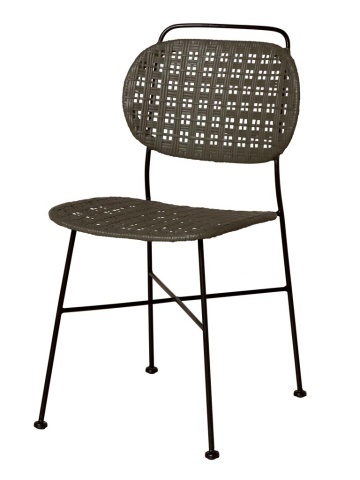 Scaun verde din metal si rattan, "Auro"