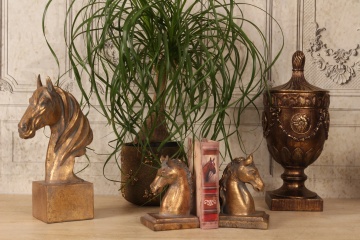 Sculptură decorativă din polirășină, auriu, cu capac și ornamente în relief, 44 x 18,5 cm, „Amphitrite” - Img 2
