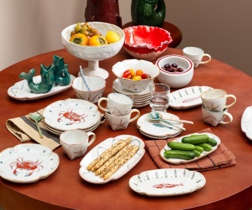 Set 2 cești de cafea din gresie ceramică, H7 cm, "Marine" - Img 2