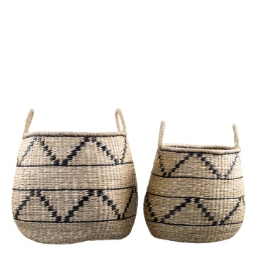Set 2 cosuri de depozitare cu manere, natur, din iuta naturala, Vig
