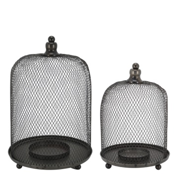 Set 2 suporturi pentru lumânări din metal tip plasă, "Bell"