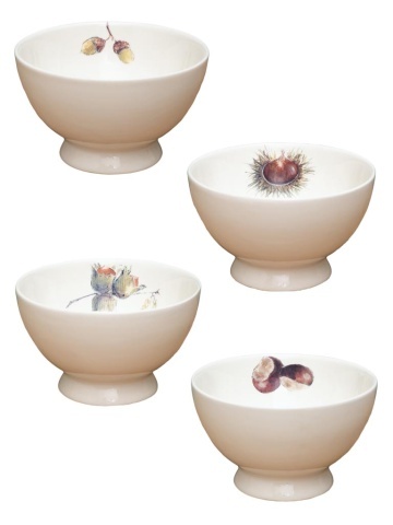 Set 4 boluri, din ceramica, cu motive de toamna, Carouge