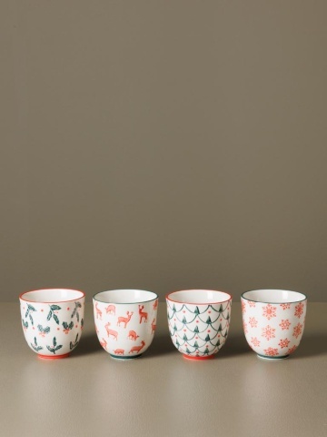 Set 4 cani din ceramica, cu motive de iarna, Givra - Img 3