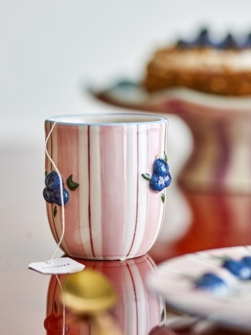 Set 4 căni din ceramică pictate manual, roz, D8×H9 cm, 235 ml, „Carry Cup" - Img 2