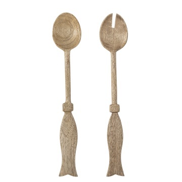 Set de 2 linguri pentru salată din lemn de mango natur, 29x5 cm, „Seva"