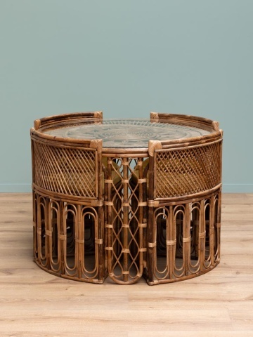 Set dining cu masa rotunda si 4 scaune din rattan , "Mandala" - Img 3