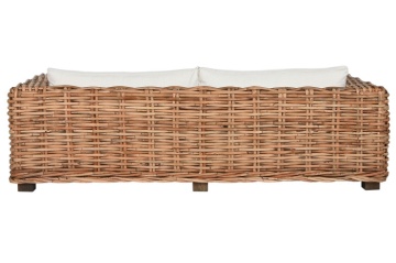 Set lounge exterior din rattan natural împletit, 4 piese cu canapea, 2 fotolii, măsuță și perne incluse, "Bahia" - Img 4
