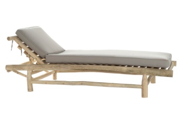 Sezlong de exterior din lemn de tec cu perna inclusa, " Natura Bed "