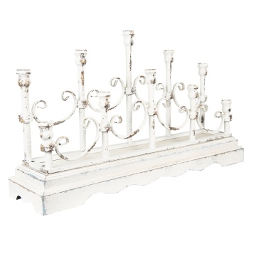 Sfesnic 5 lumanari, alb, din metal, aspect vintage, 69x41 cm - Img 2