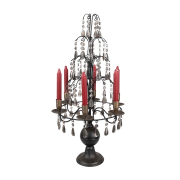 Sfesnic 6 lumanari, din metal, aspect vintage, 36x70 cm - Img 3