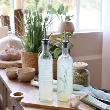 Sticla pentru ulei/otet, cu dop metalic, din sticla, H30cm - 480ml - Img 2