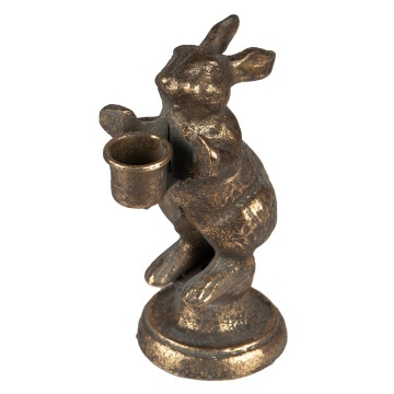 Suport de lumanare, auriu, din metal, in forma de iepure, 10x7x16 cm, Rabbit - Img 2