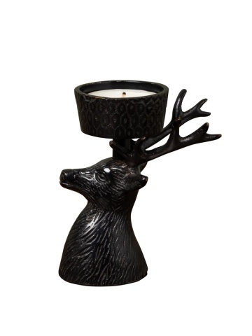 Suport de lumanare, tip pastila, negru, din alama, Deer