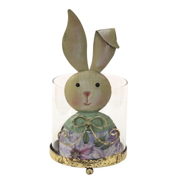 Suport lumanare, din sticla, 11x10x22 cm, Rabbit Girl