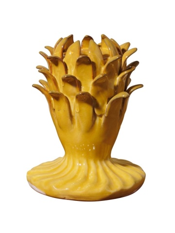 Suport lumanare galben din ceramica H14.5cm Artichoke