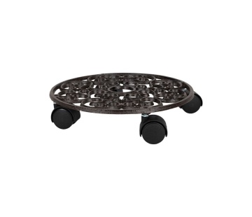 Suport pentru ghiveci cu roti, din fonta, D27 cm, Rhodonea Brown - Img 1