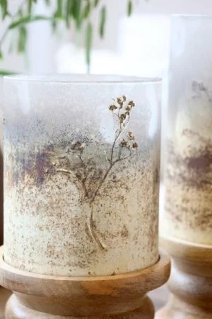 Suport pentru lumânare cu decor din flori uscate, H28 cm, "Antique Mocca" - Img 5