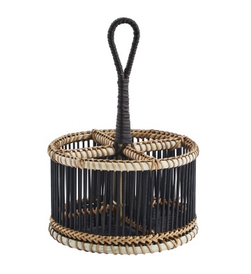 Suport pentru tacâmuri din bambus, 4 compartimente, D19×H17 cm, „Bamboo Cutlery Holder"
