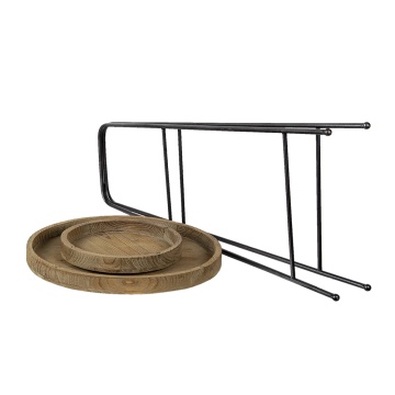 Suport pliabil din metal, cu 2 tavi de servire din lemn, Ø49x74 cm - Img 3