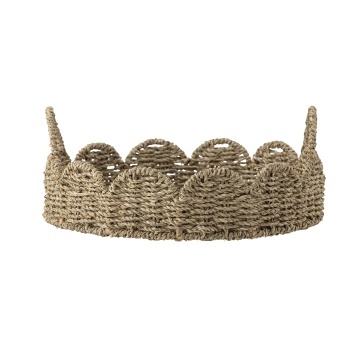 Tavă de servire rotundă din iarbă de mare împletită, natur, cu margine ondulată și mânere, 35x14,5 cm, „Brea" - Img 2