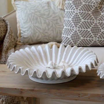 Tavă decorativă din ceramică cu margine striată, Ø44 cm - Img 2