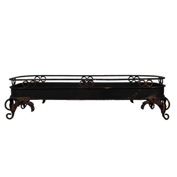 Tava decorativa, pentru lumanari, neagra, din metal, 55x20x14 cm