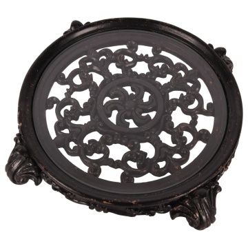 Tavă decorativă rotundă din polirășină și sticlă, negru, 5 x 29 cm, „Rivage” - Img 4
