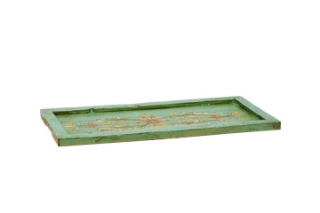 Tavă din lemn reciclat pictată manual cu motive florale tradiționale, 55×28×H2 cm, „WE ♡ RECYCLING" - Img 3