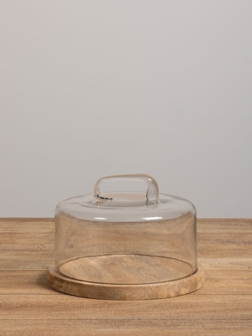 Tava rotunda din lemn de mango, cu capac din sticla, D26cm, Artisan - Img 2