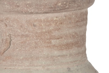 Vas decorativ amforă din teracotă artizanală, finisaj craft roz-crem, cu 2 anse, 40×40×98 cm, „Jerba" - Img 6