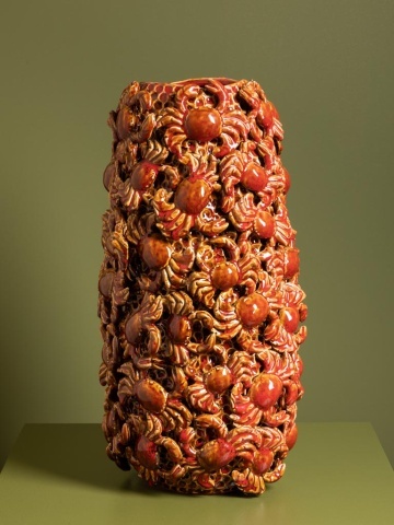 Vas decorativ din ceramica cu motive marine in relief, "Crab Reef" - Img 4