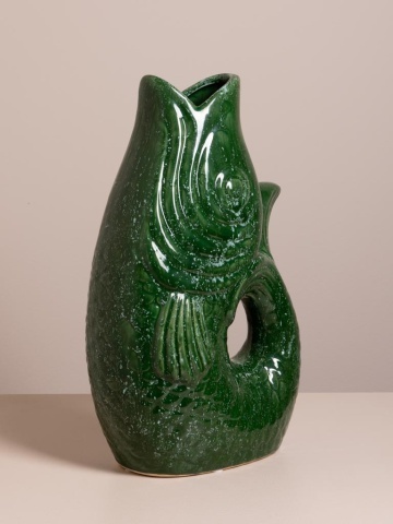 Vas decorativ din ceramică glazurată verde, "Fish" - Img 4