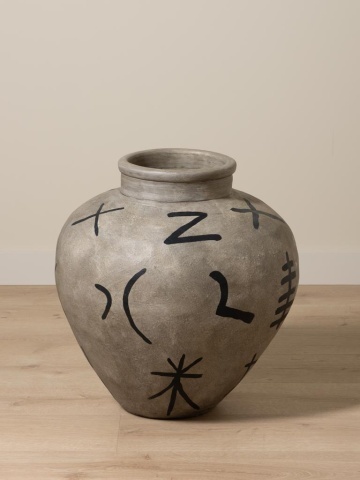 Vas decorativ din terracotta cu motive tribale , H60 cm , "Ritual" - Img 2