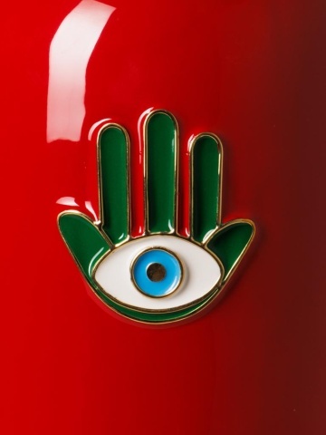 Vaza decorativa, cu pictura Hamsa, din metal si alama, Funkie - Img 3