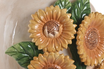 Vază decorativă din ceramică cu motiv floarea-soarelui, 26×26×34 cm, „Girasol" - Img 3