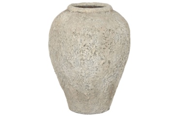 Vază decorativă, stil rustic artizanal, culoare gri, din teracotă, „Terracotta”