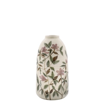 Vaza din ceramica, cu motive florale, H33/D18cm